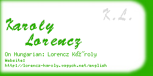 karoly lorencz business card